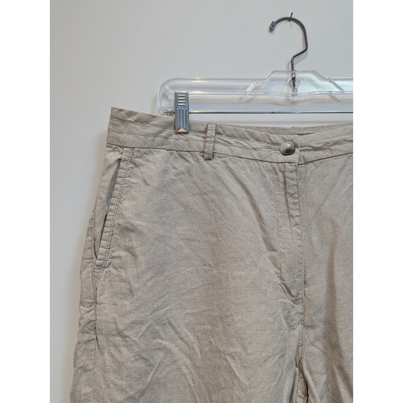 L.L.Bean 100% Linen Straight Leg Chino‎ Pants Women's Size 16 Beige Tan - Picture 2 of 8